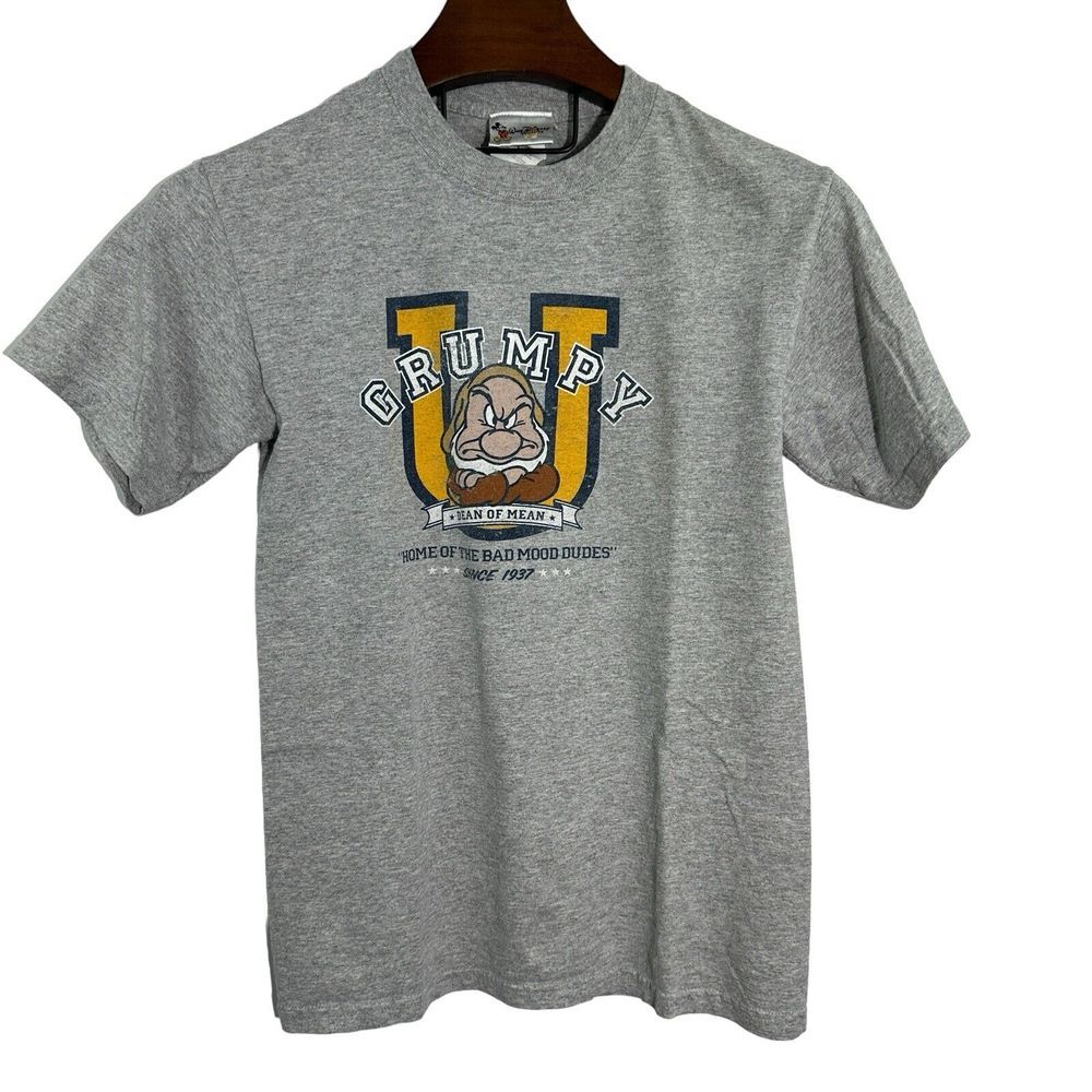 WALT DISNEY WORLD Graphic Grumpy T-Shirt Short‎ Sleeve Gray Heather Small